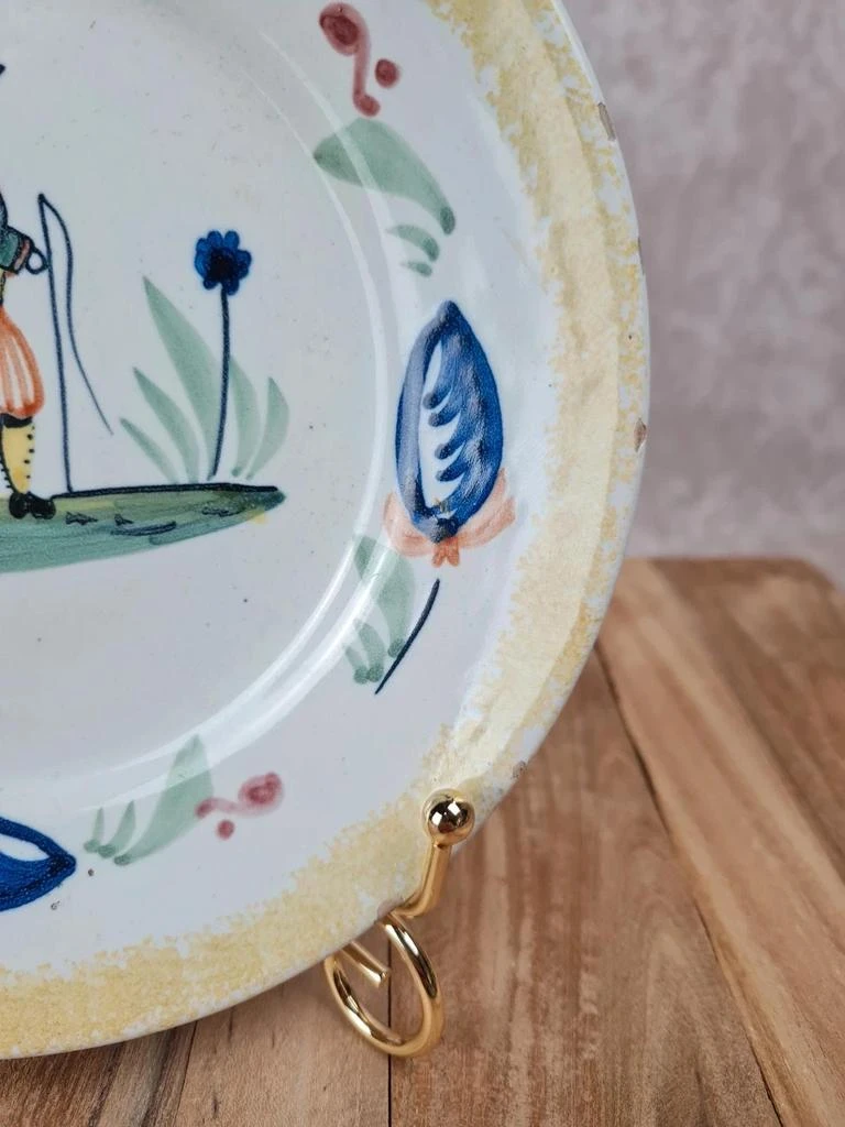 Assiette ancienne signée Hb Quimper – décor breton main – photo 4